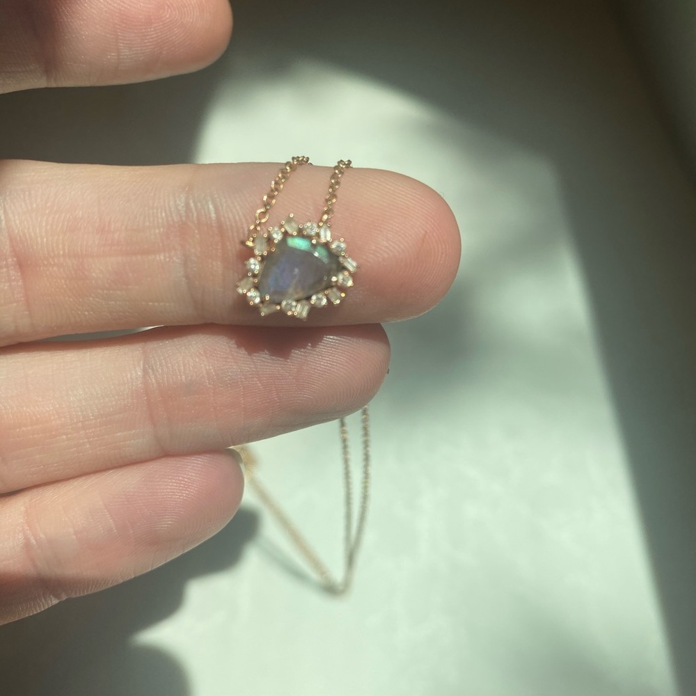 Rose Gold Diamond and Labradorite necklace